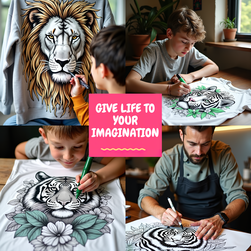 Adult Sweatshirt Coloring Kit with 10 Fabric Markers - Grizzly Bear