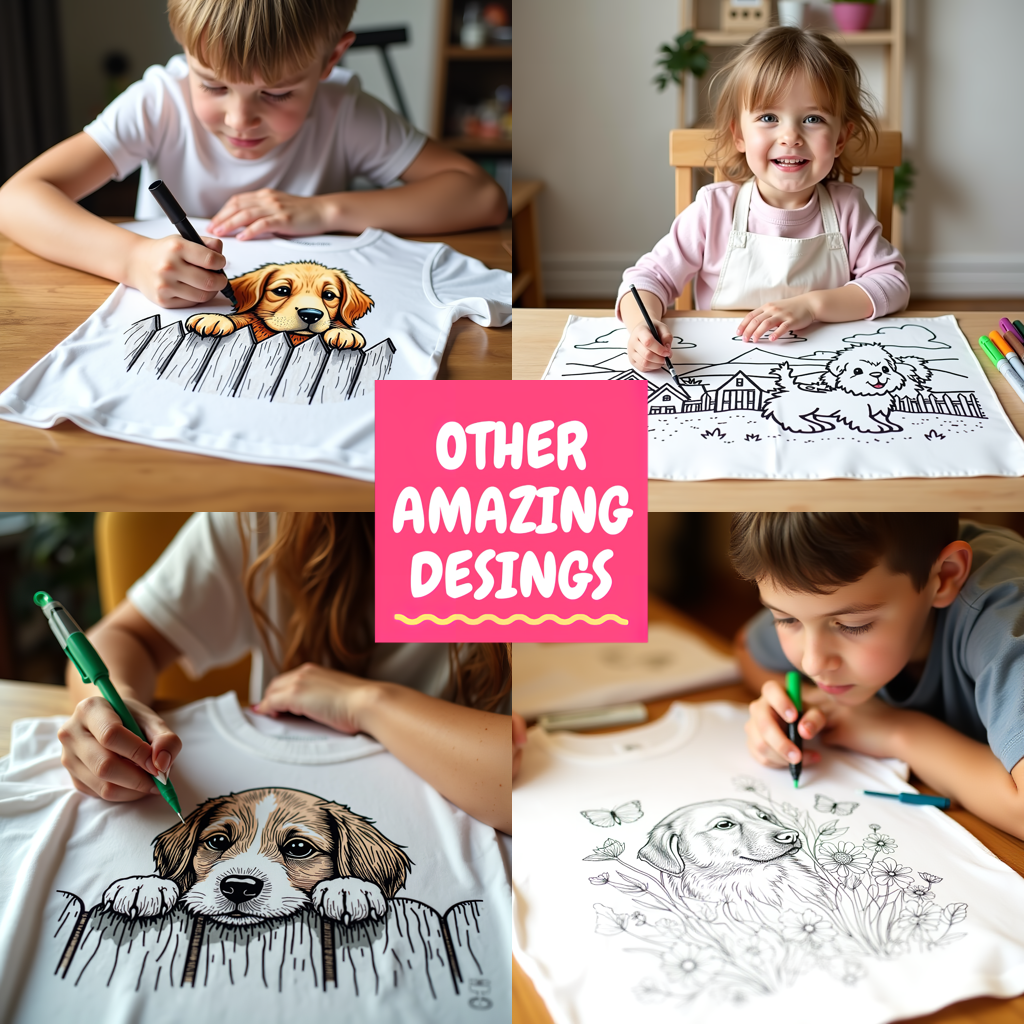 Unisex T-shirt Coloring Kit with 10 Fabric Markers - Golden Retriever