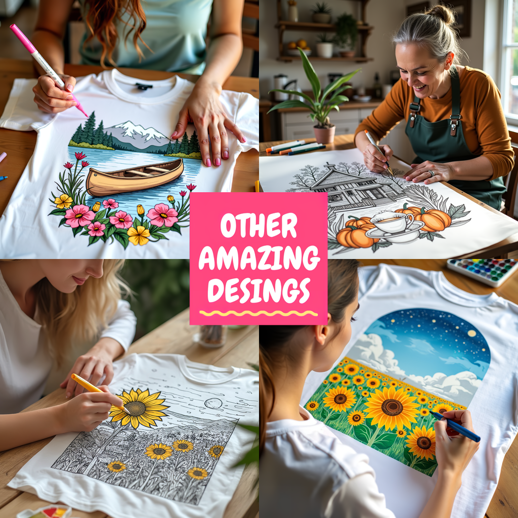 Women's T-shirt Coloring Kit with 10 Fabric Markers - Sunflowers