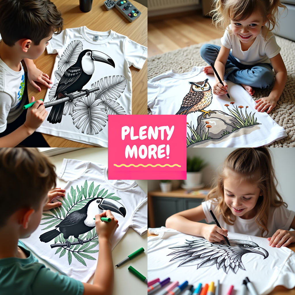 Kid's T-shirt Coloring Kit with 10 Fabric Markers - Flamingos
