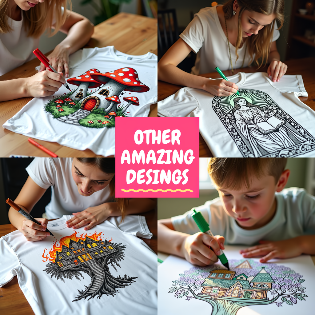 Unisex T-shirt Coloring Kit with 10 Fabric Markers - Abstract Portrait