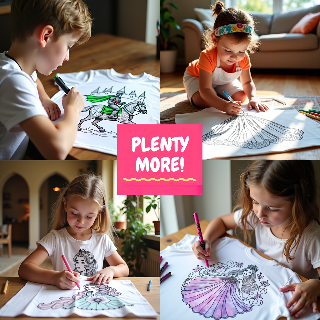 Kid's T-shirt Coloring Kit with 10 Fabric Markers - Princess