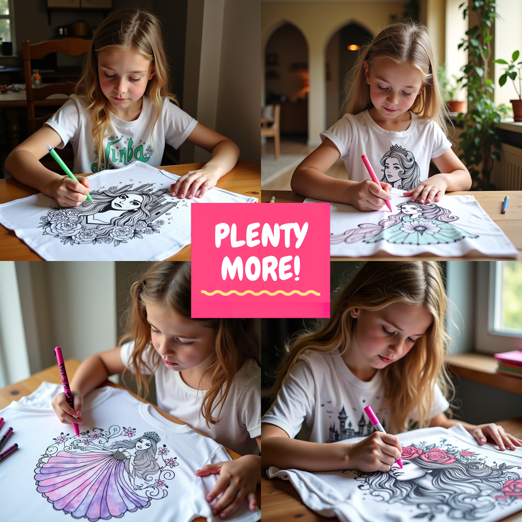 Women's T-shirt Coloring Kit with 10 Fabric Markers - Princess
