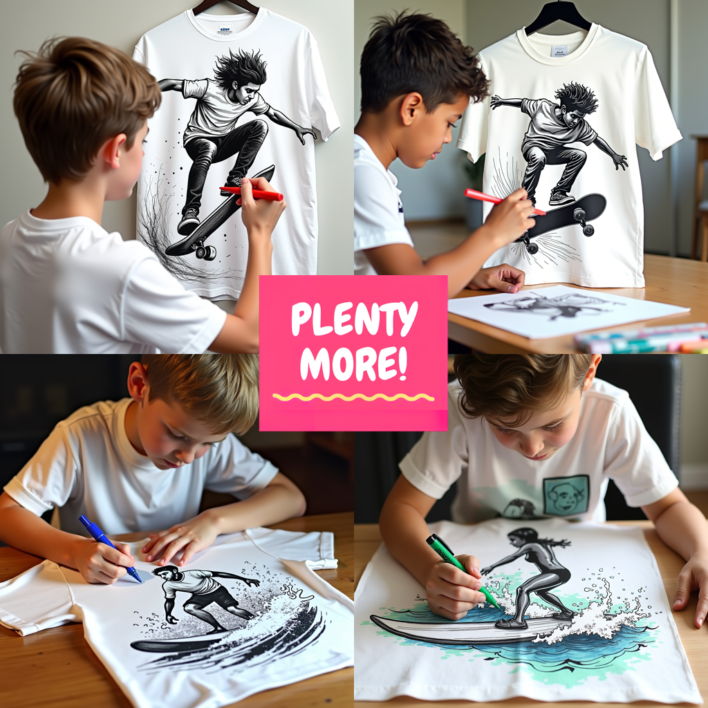 Adult Sweatshirt Coloring Kit with 10 Fabric Markers - Skateboarding