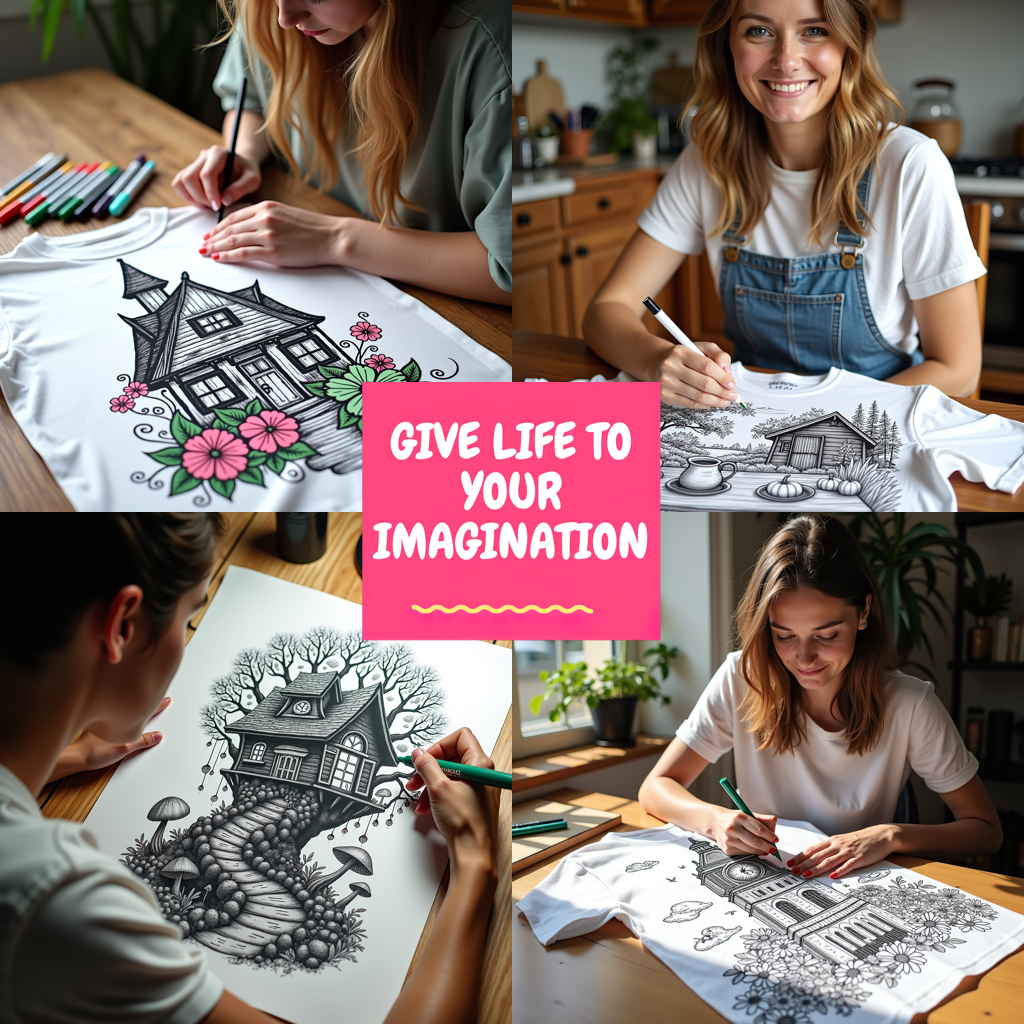 Women's T-shirt Coloring Kit with 10 Fabric Markers - Pagoda