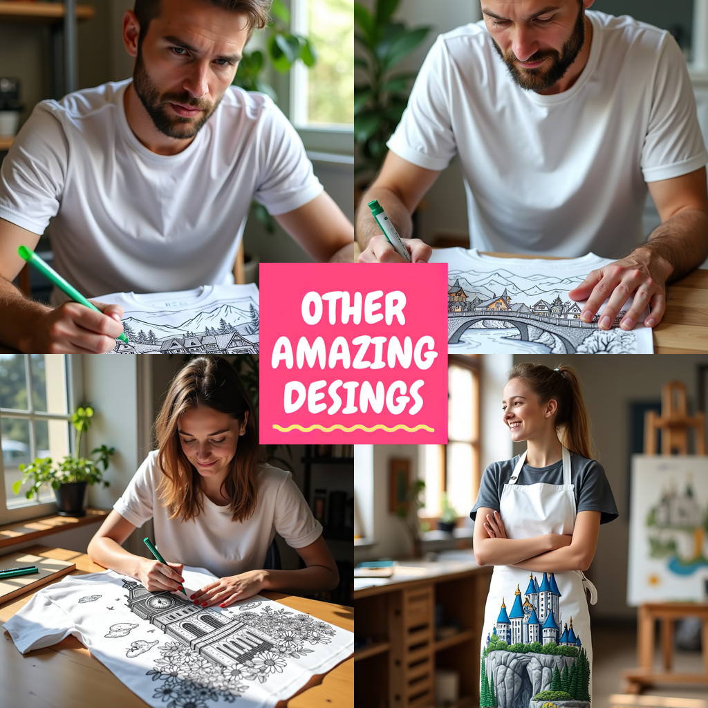 Unisex T-shirt Coloring Kit with 10 Fabric Markers - Pagoda