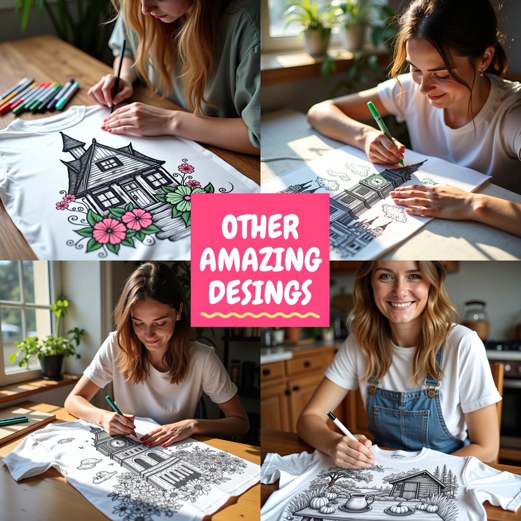 Women's T-shirt Coloring Kit with 10 Fabric Markers - Pagoda