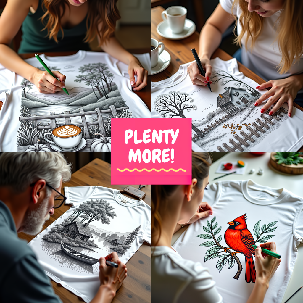 Adult Sweatshirt Coloring Kit with 10 Fabric Markers - Countryside