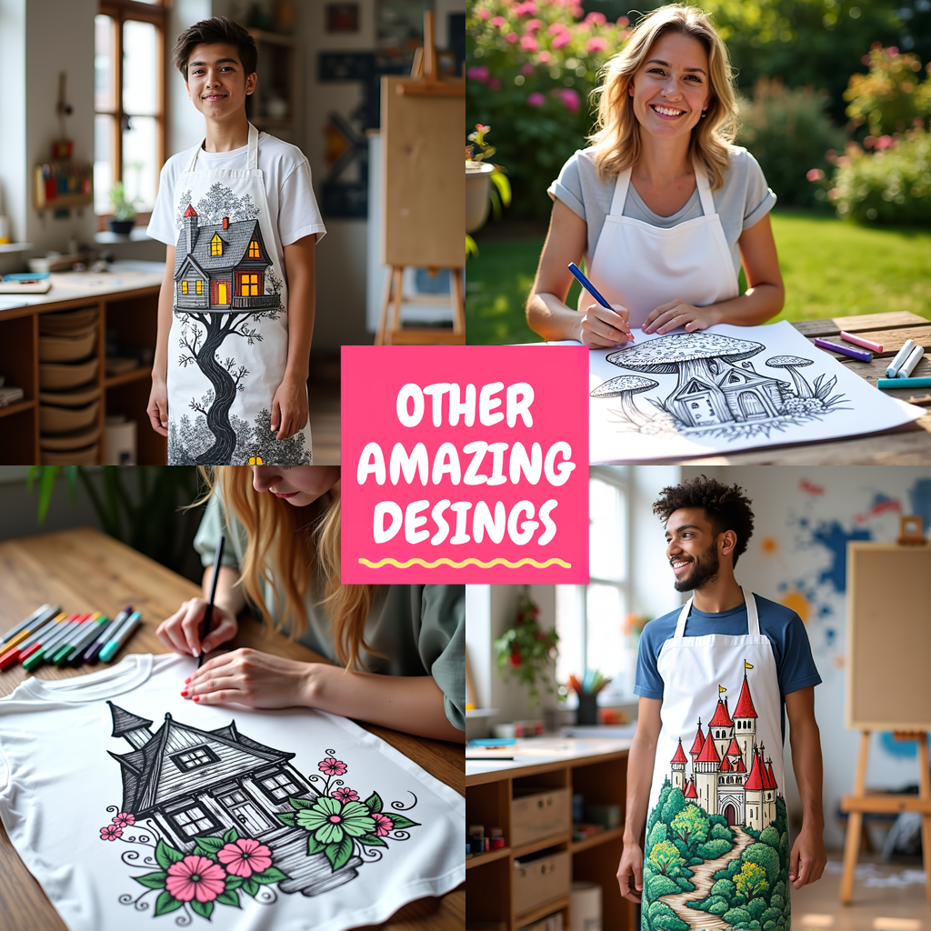 Unisex T-shirt Coloring Kit with 10 Fabric Markers - Mushroom House