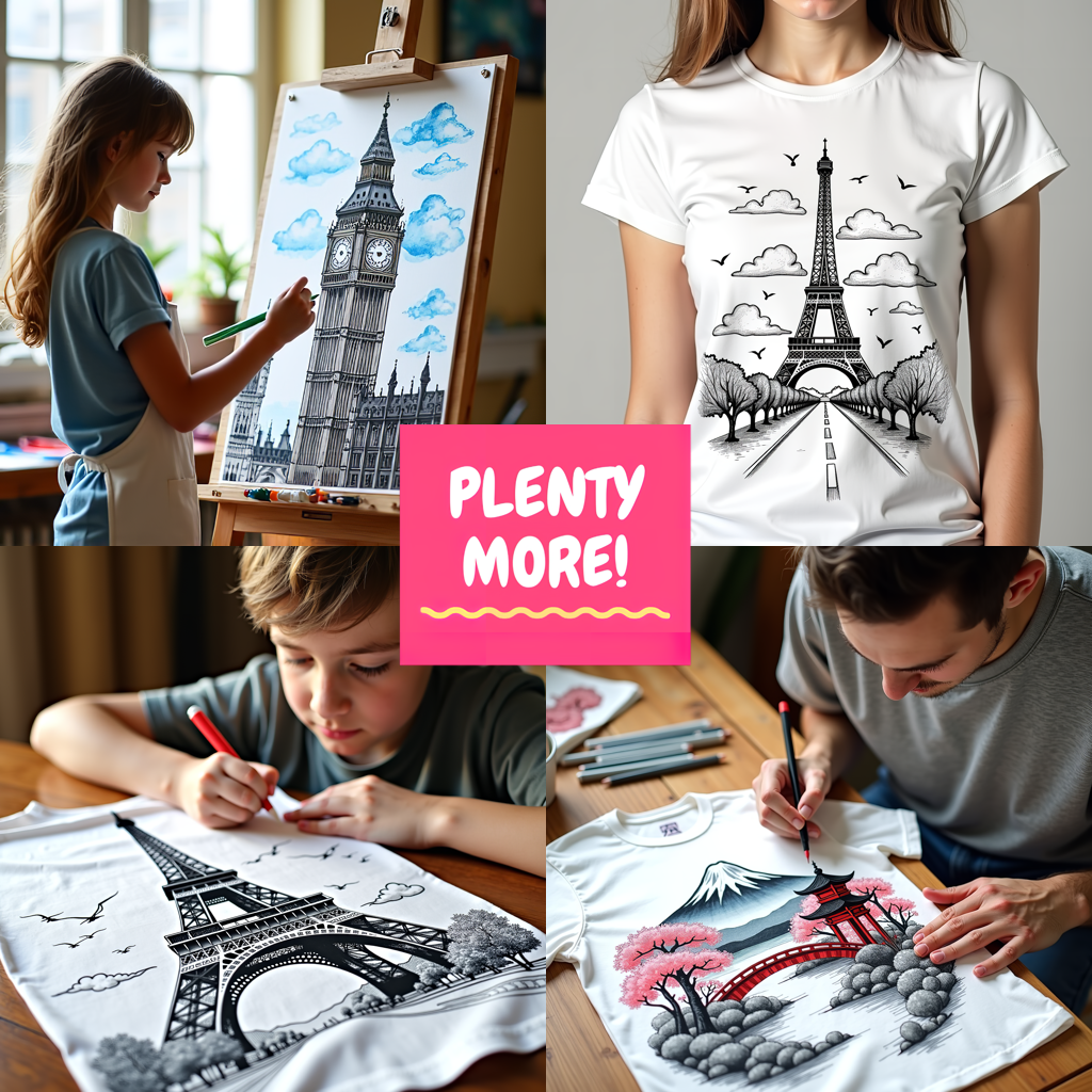 Women's T-shirt Coloring Kit with 10 Fabric Markers - Big Ben