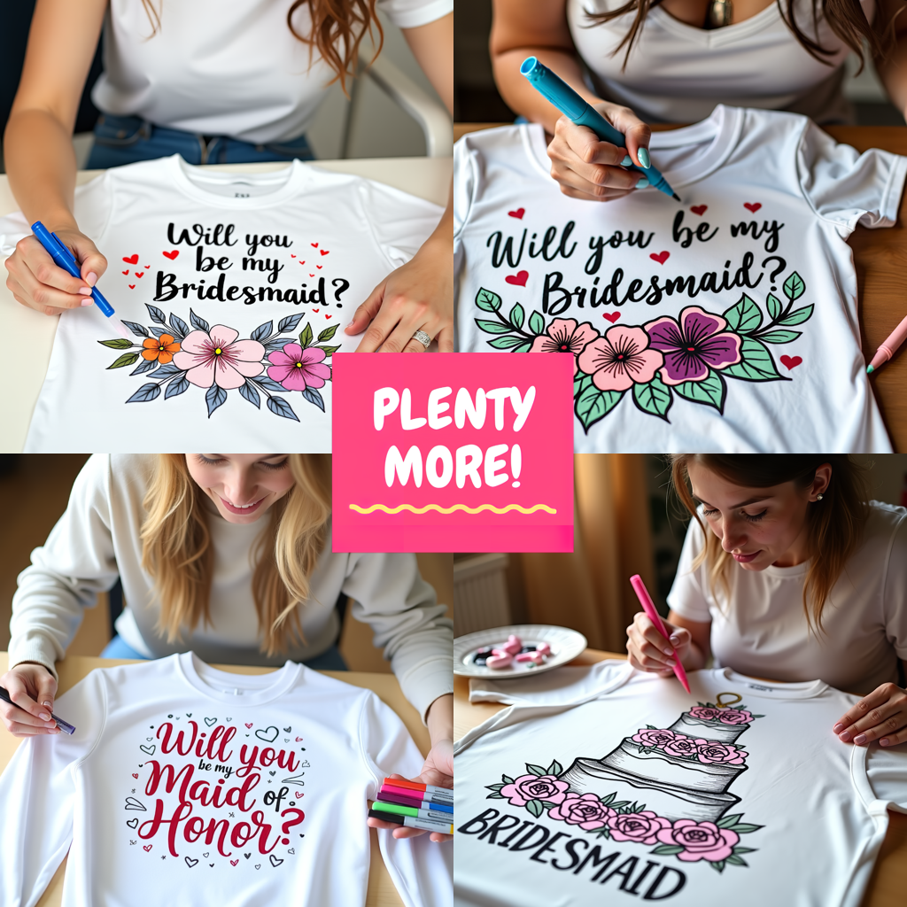 Unisex T-shirt Coloring Kit with 10 Fabric Markers - Bridesmaid