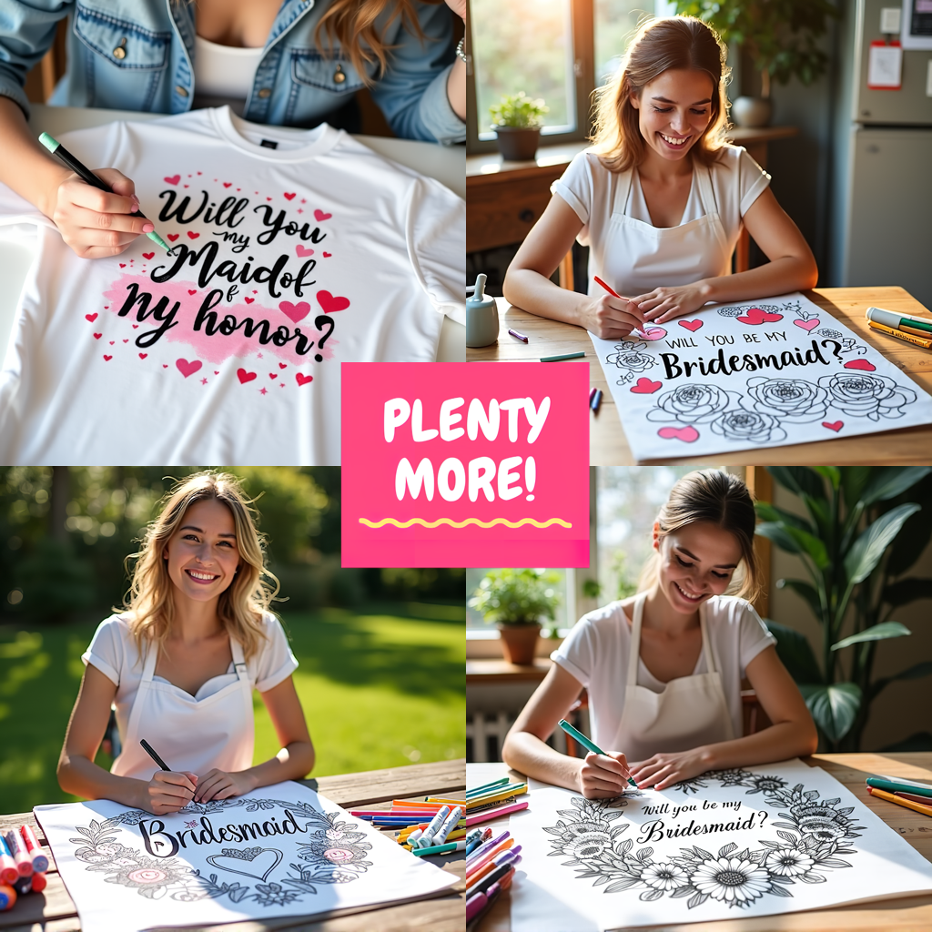 Unisex T-shirt Coloring Kit with 10 Fabric Markers - Bride