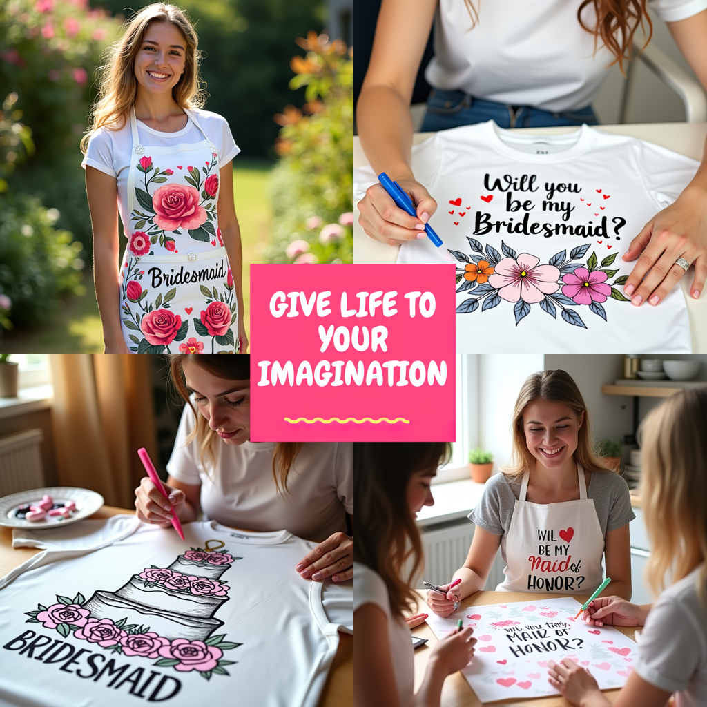 Women's T-shirt Coloring Kit with 10 Fabric Markers - Bride