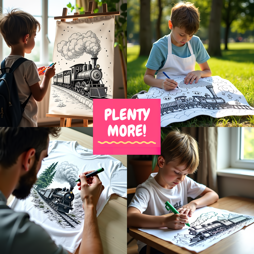 FREE Steam Train Coloring Page - Printable Mountainous Landscape Download