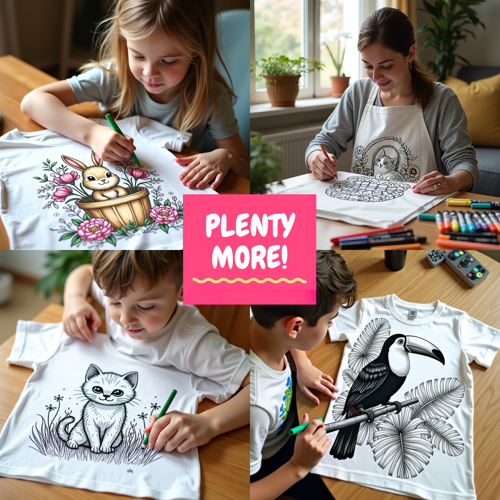 Women's T-shirt Coloring Kit with 10 Fabric Markers - Flamingos