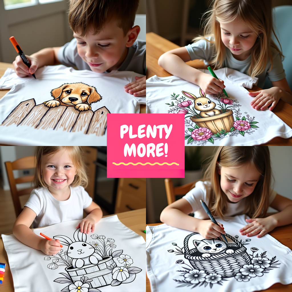 Adult Sweatshirt Coloring Kit with 10 Fabric Markers - Rabbit in Garden