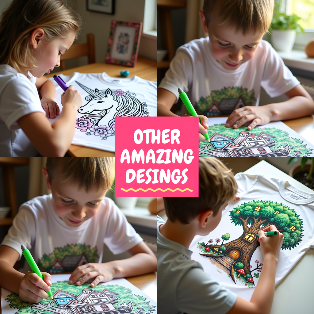 Kid's T-shirt Coloring Kit with 10 Fabric Markers - Floral Mandala