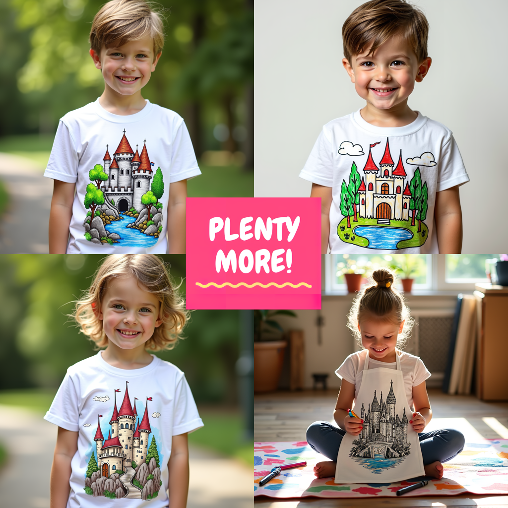 Kid's T-shirt Coloring Kit with 10 Fabric Markers - Egyptian Architecture