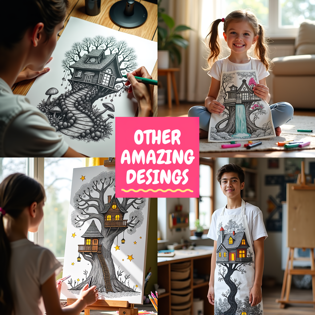 Adult Sweatshirt Coloring Kit with 10 Fabric Markers - Fantasy Treehouse