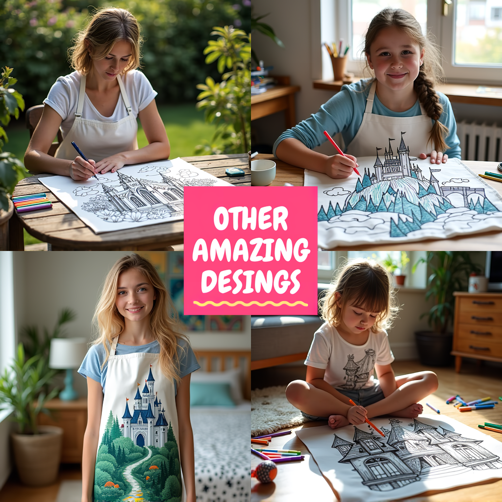 Adult Sweatshirt Coloring Kit with 10 Fabric Markers - Floating Castle