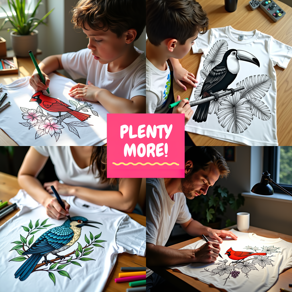 Kid's T-shirt Coloring Kit with 10 Fabric Markers - Kingfisher