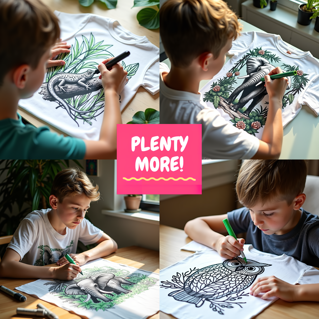 Kid's T-shirt Coloring Kit with 10 Fabric Markers - Hummingbird