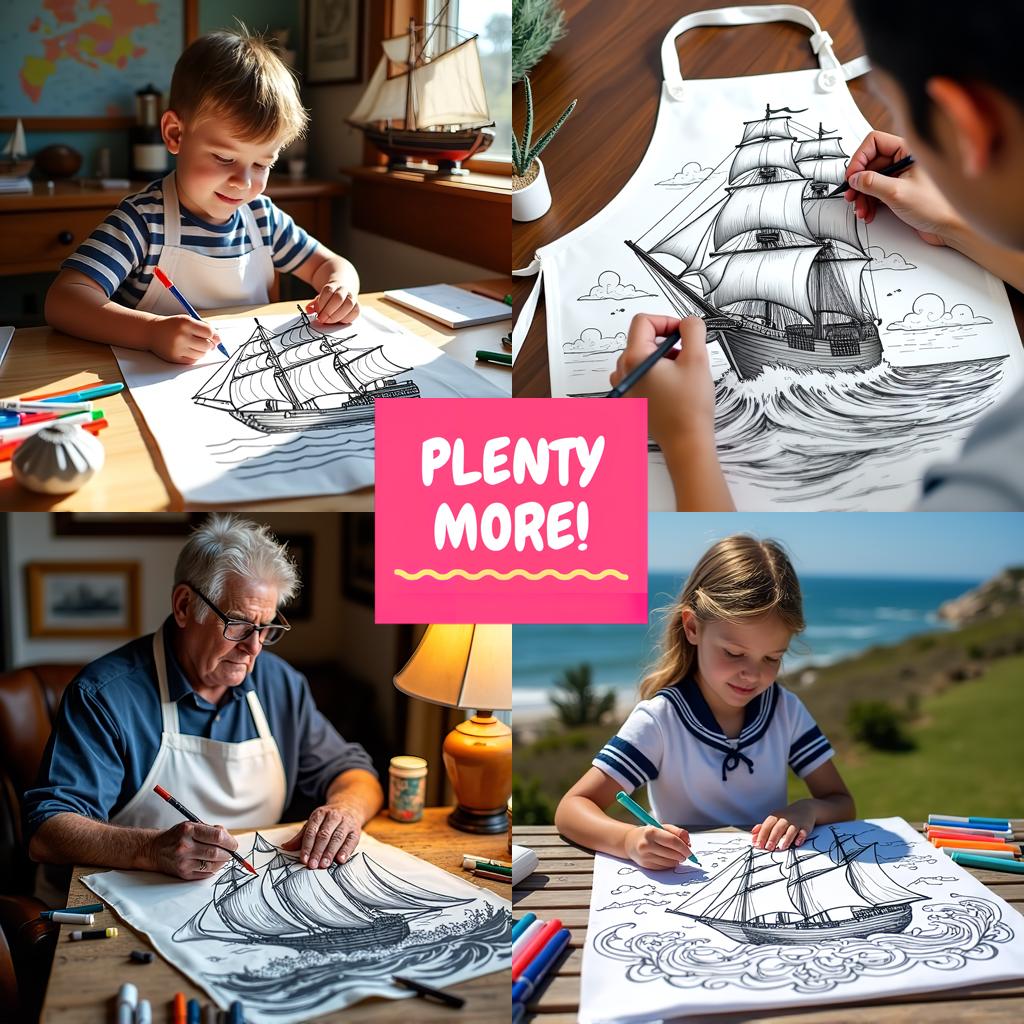 FREE Sailing Ship Coloring Page - Printable Download with Moon and Floral Elements