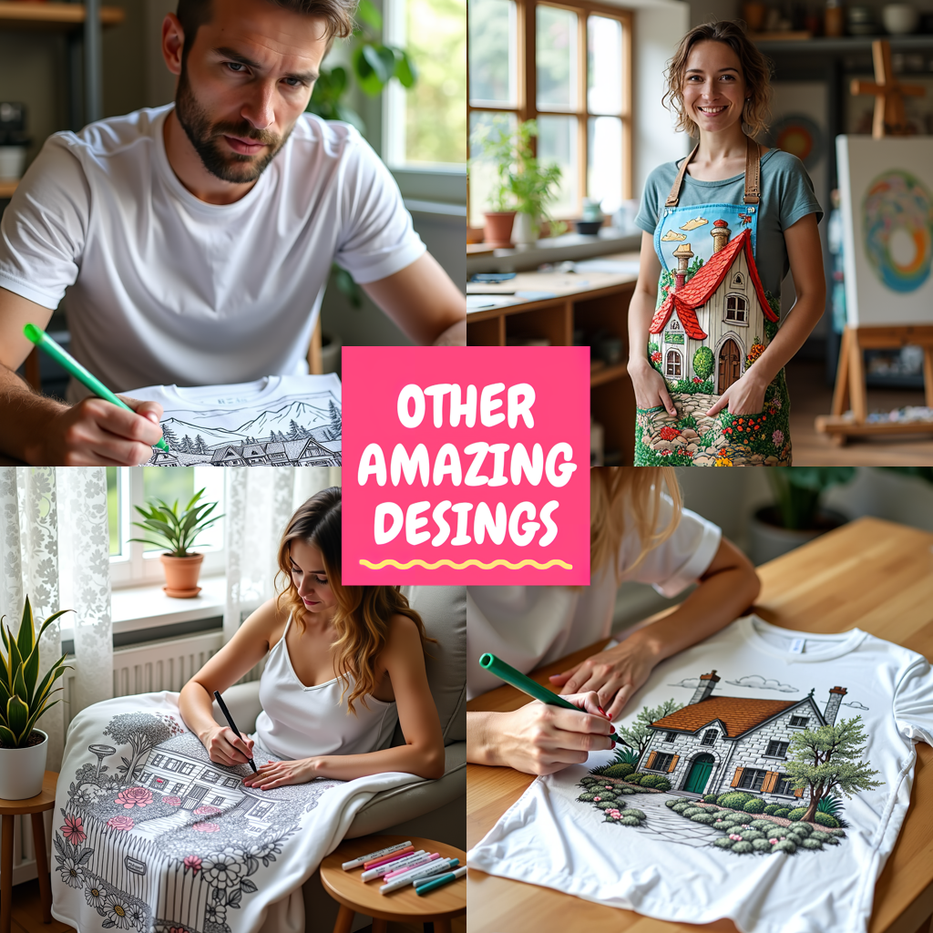 Adult Sweatshirt Coloring Kit with 10 Fabric Markers - Traditional House