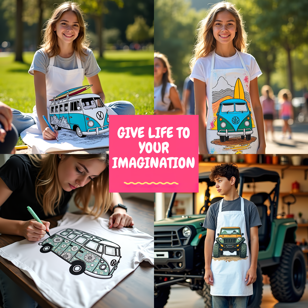 Adult Sweatshirt Coloring Kit with 10 Fabric Markers - Classic Van