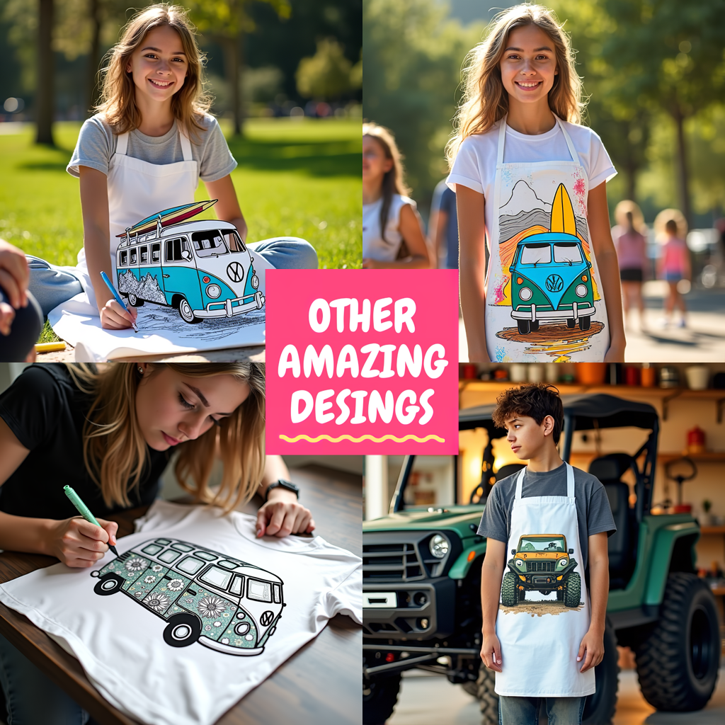 Kid's T-shirt Coloring Kit with 10 Fabric Markers - Classic Van