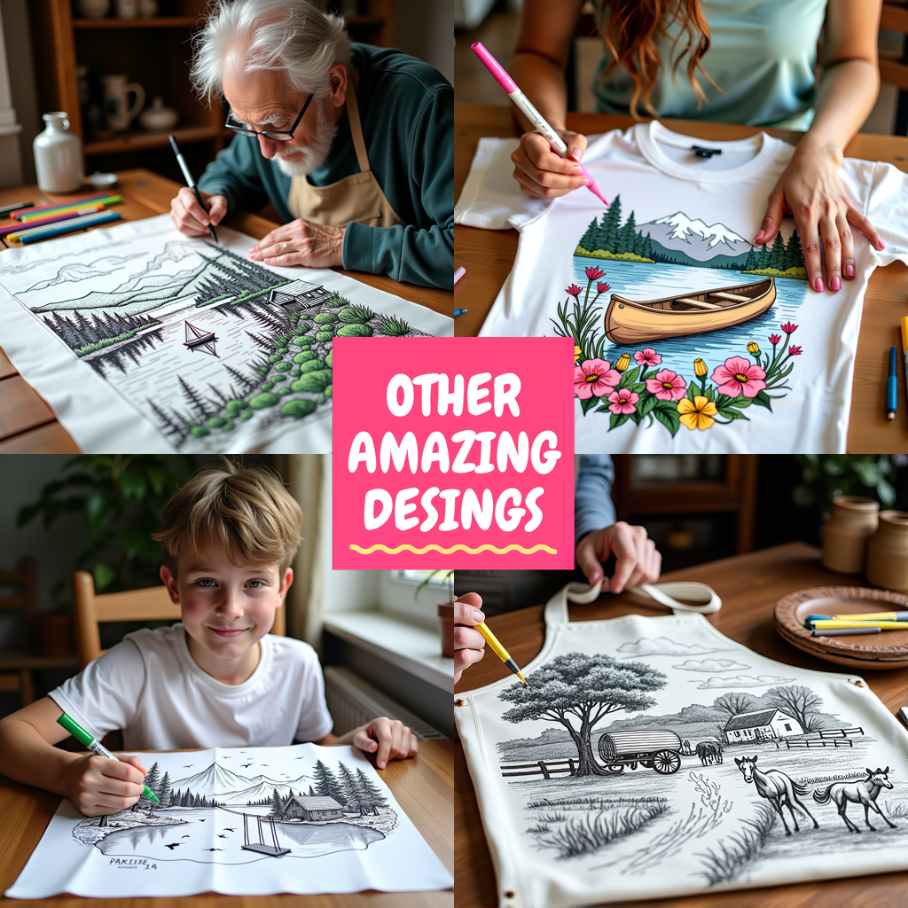 Adult Sweatshirt Coloring Kit with 10 Fabric Markers - Forest Landscape