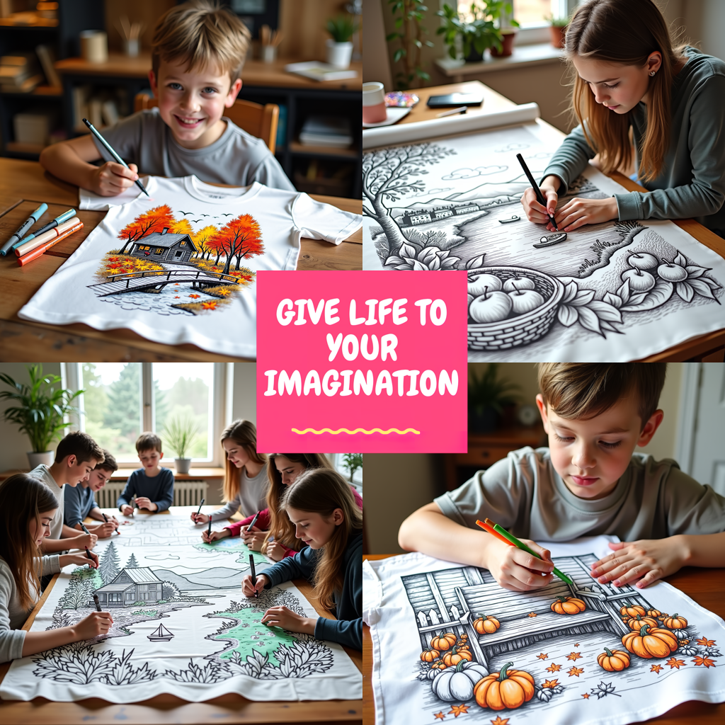 Adult Sweatshirt Coloring Kit with 10 Fabric Markers - Pumpkin Patch