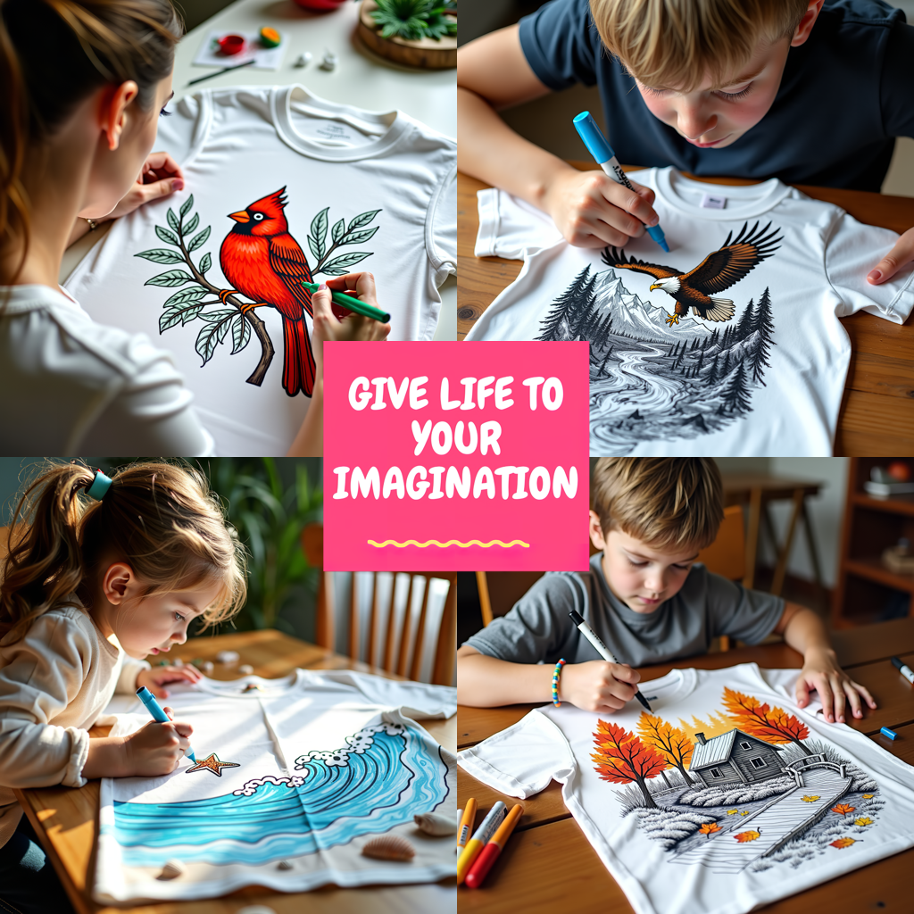 Adult Sweatshirt Coloring Kit with 10 Fabric Markers - Forest Scene