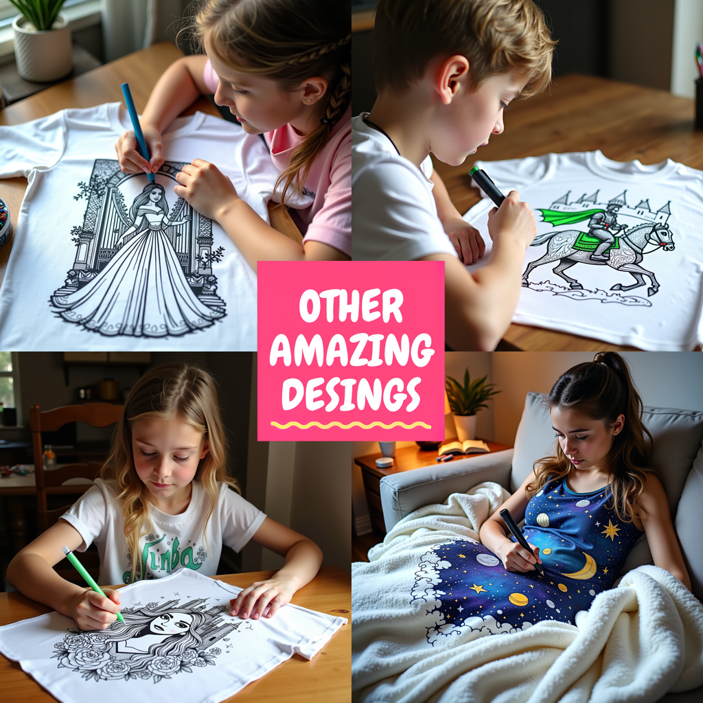 Unisex T-shirt Coloring Kit with 10 Fabric Markers - Forest Princess