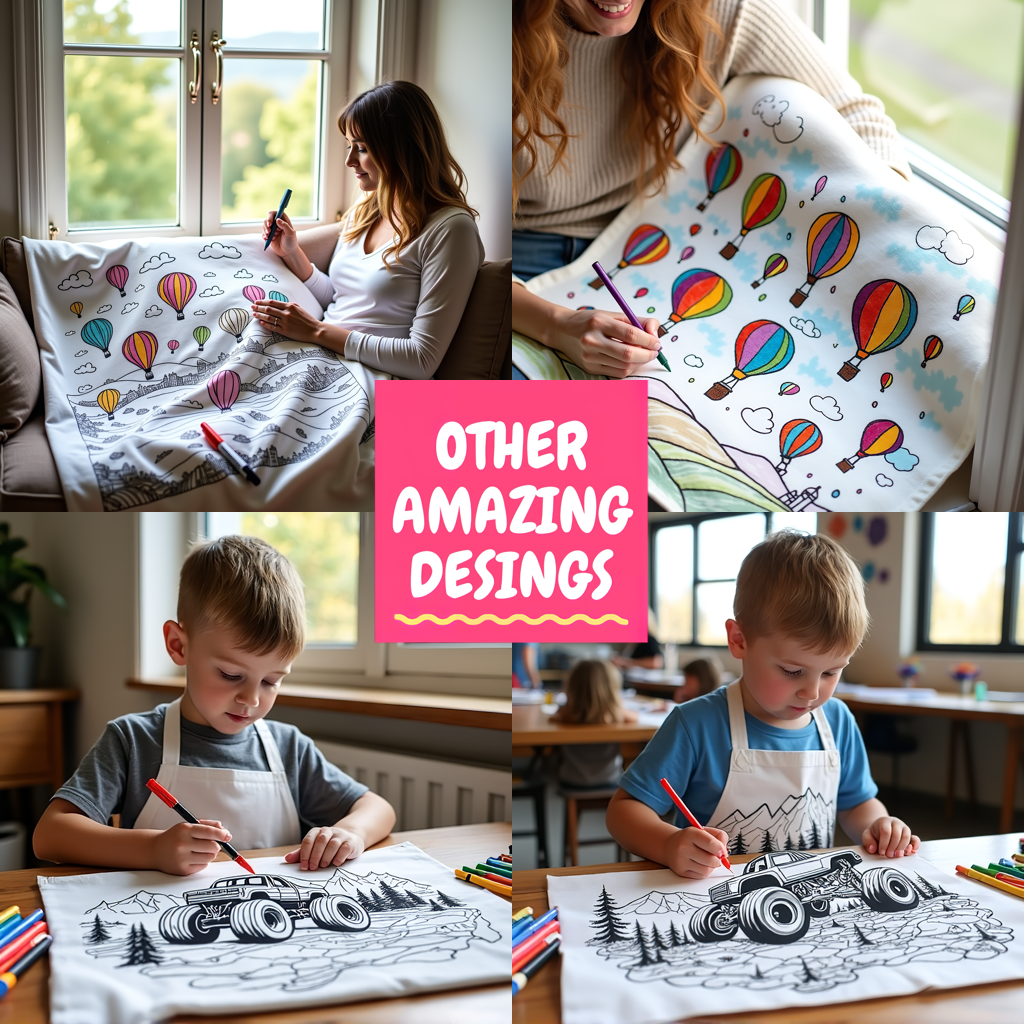 Women's T-shirt Coloring Kit with 10 Fabric Markers - Urban Street with Double-Decker Bus