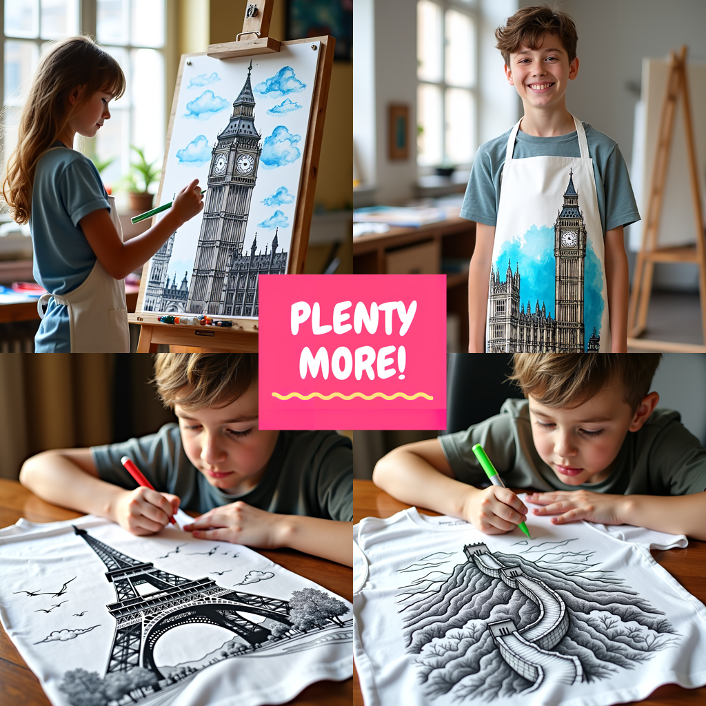 Kid's T-shirt Coloring Kit with 10 Fabric Markers - Big Ben
