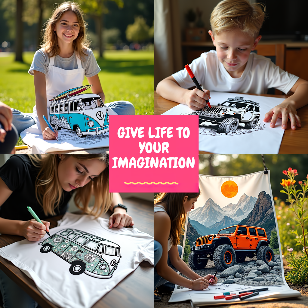 FREE Retro Volkswagen Van Coloring Page - Printable Comic Style Download