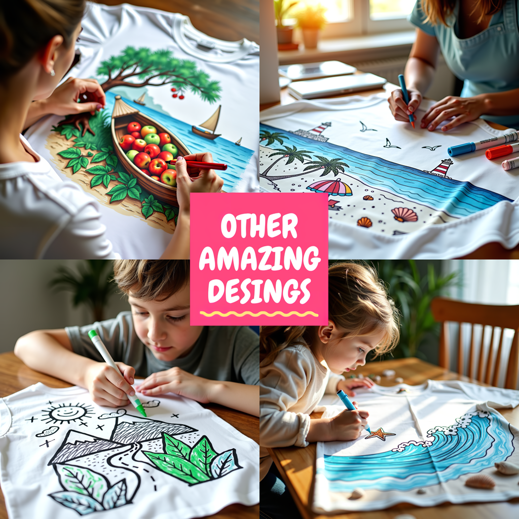 Kid's T-shirt Coloring Kit with 10 Fabric Markers - Tropical Beach