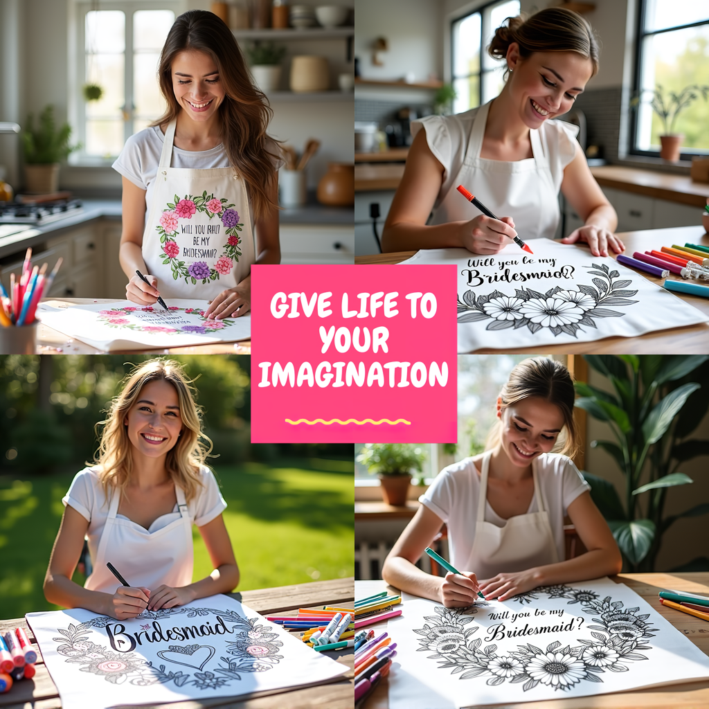 Indoor Wall Tapestries Coloring Kit with 10 Fabric Markers - Bridesmaid Proposal