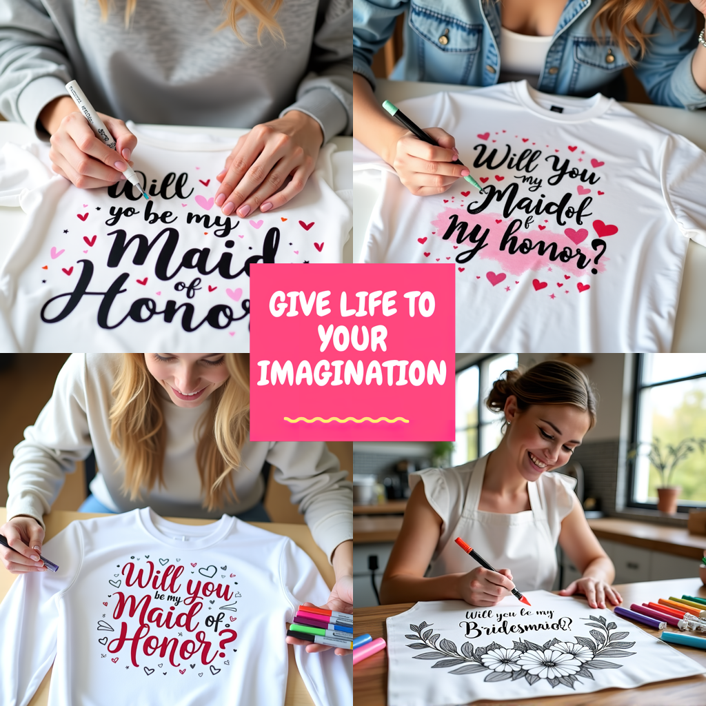 Unisex T-shirt Coloring Kit with 10 Fabric Markers - Bridesmaid Proposal