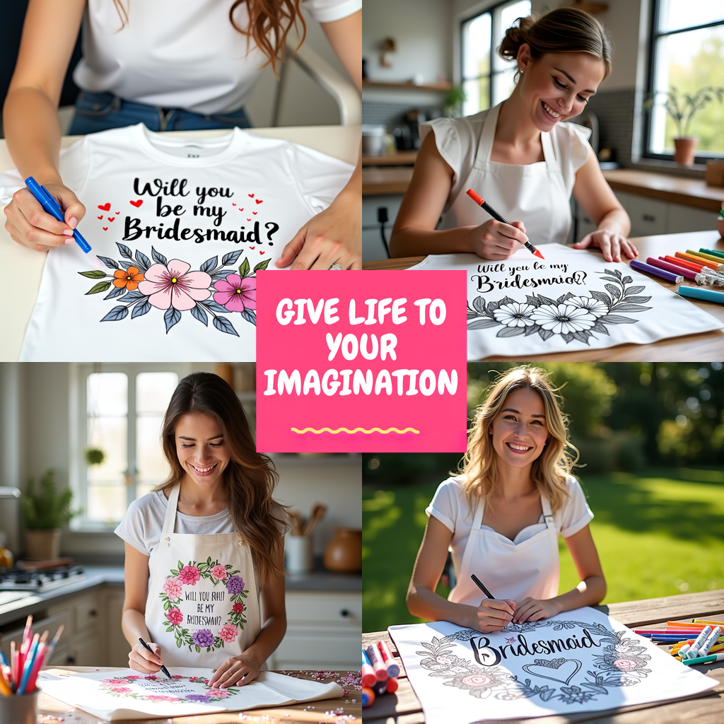 Women's T-shirt Coloring Kit with 10 Fabric Markers - Bridesmaid Proposal