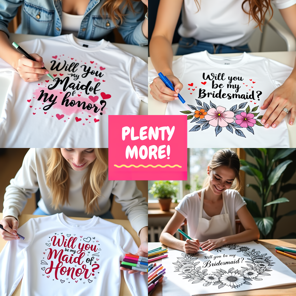 Unisex T-shirt Coloring Kit with 10 Fabric Markers - Wedding Proposal