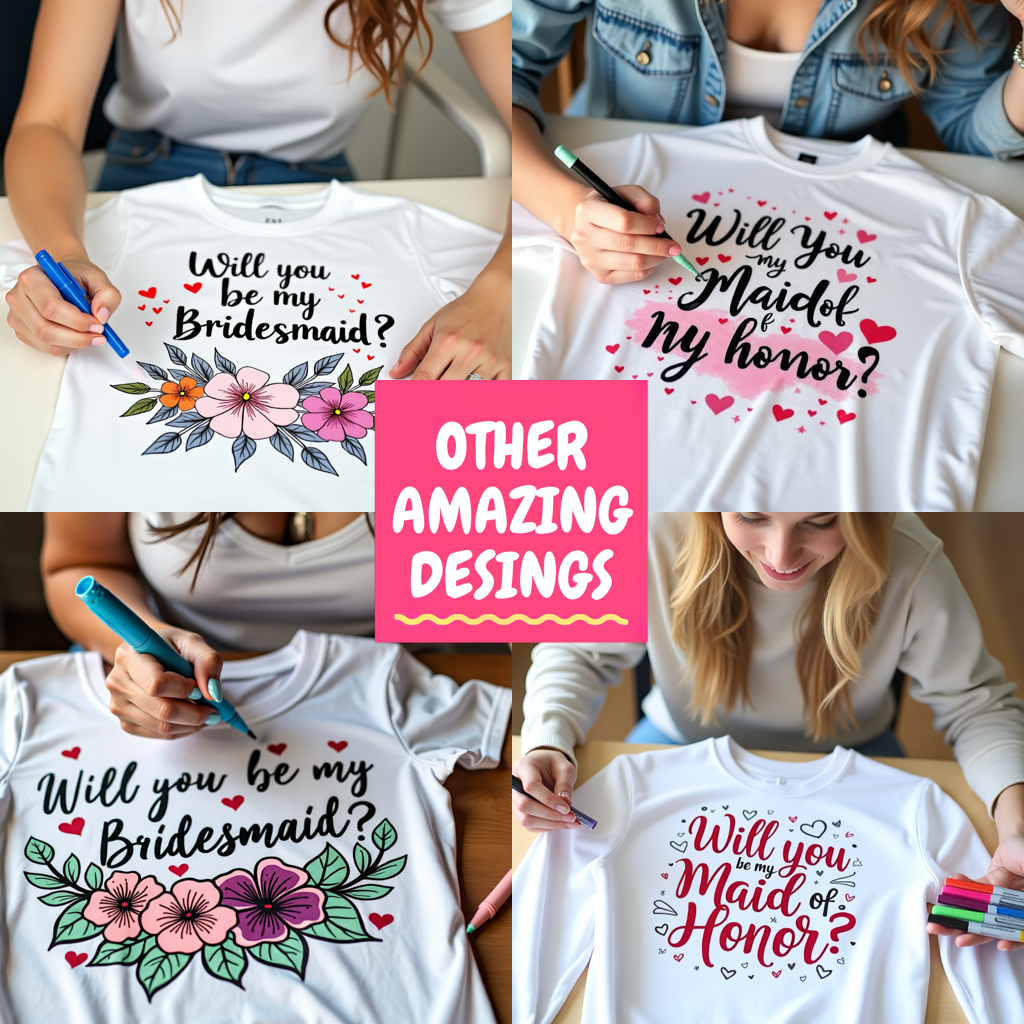 Kid's T-shirt Coloring Kit with 10 Fabric Markers - Bridesmaid Proposal