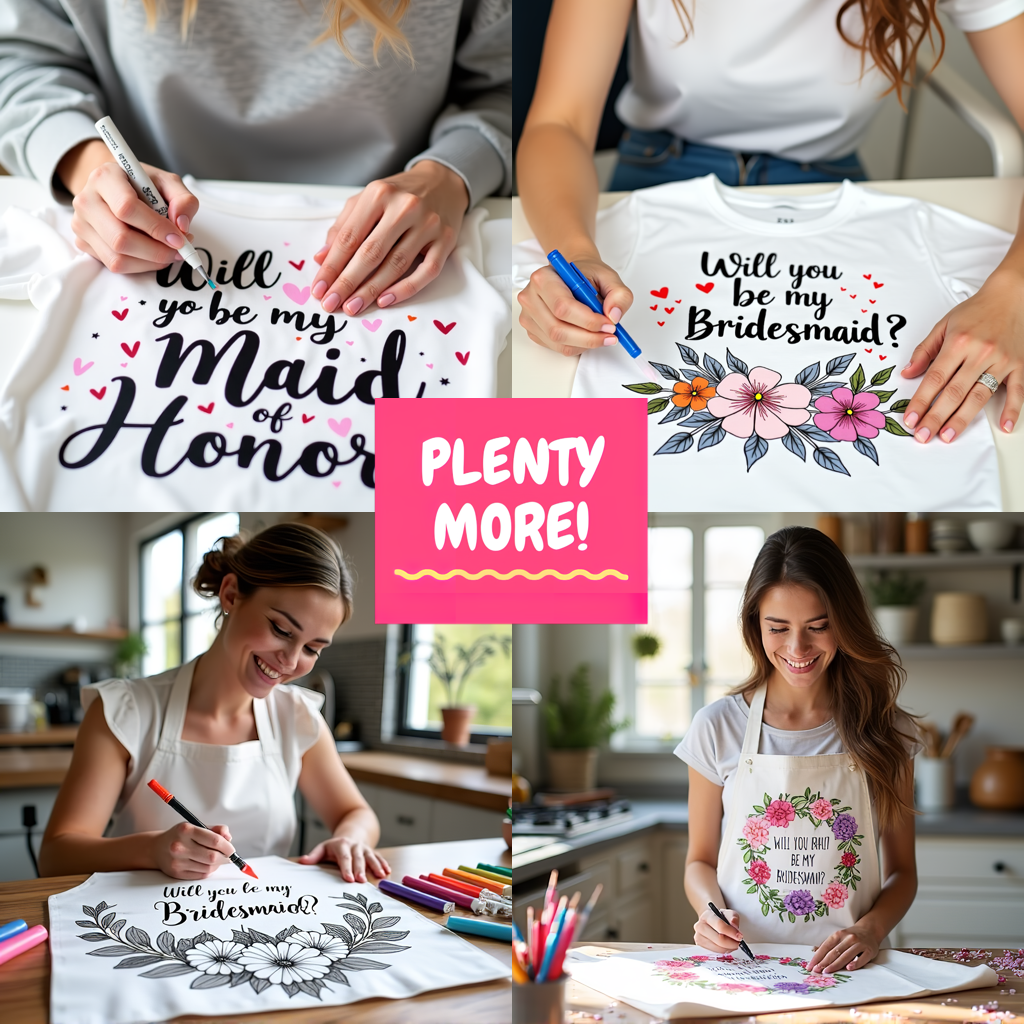 Unisex T-shirt Coloring Kit with 10 Fabric Markers - Bridesmaid Proposal