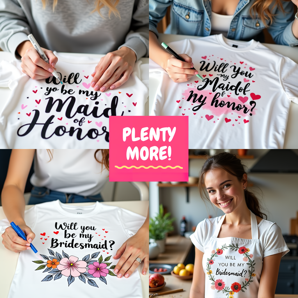 Women's T-shirt Coloring Kit with 10 Fabric Markers - Maid of Honor