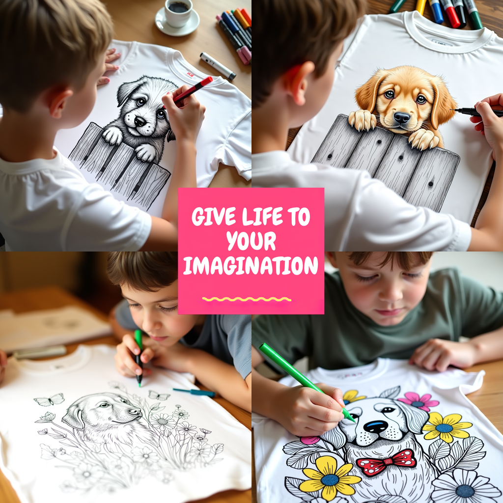 Adult Sweatshirt Coloring Kit with 10 Fabric Markers - Puppy