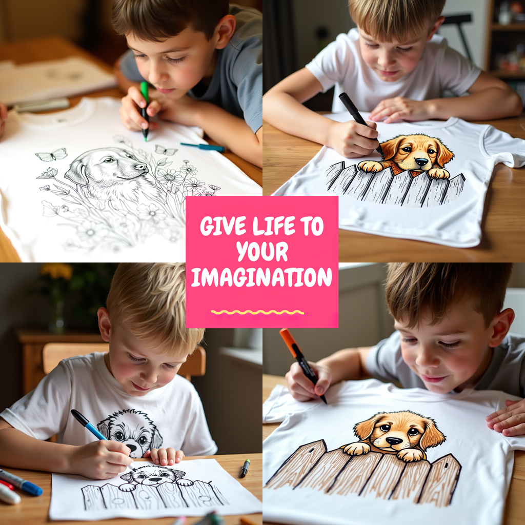 Unisex T-shirt Coloring Kit with 10 Fabric Markers - Puppy