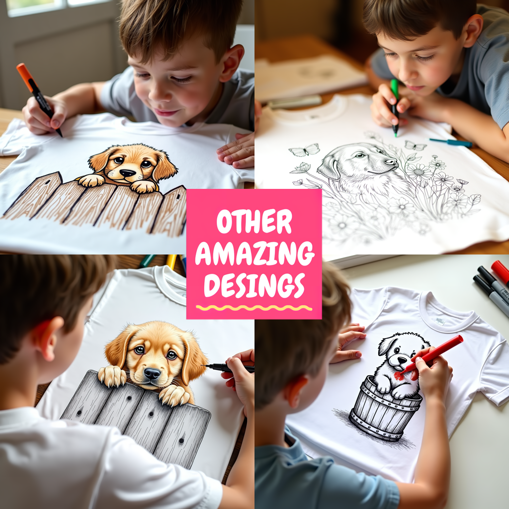 Women's T-shirt Coloring Kit with 10 Fabric Markers - Puppy