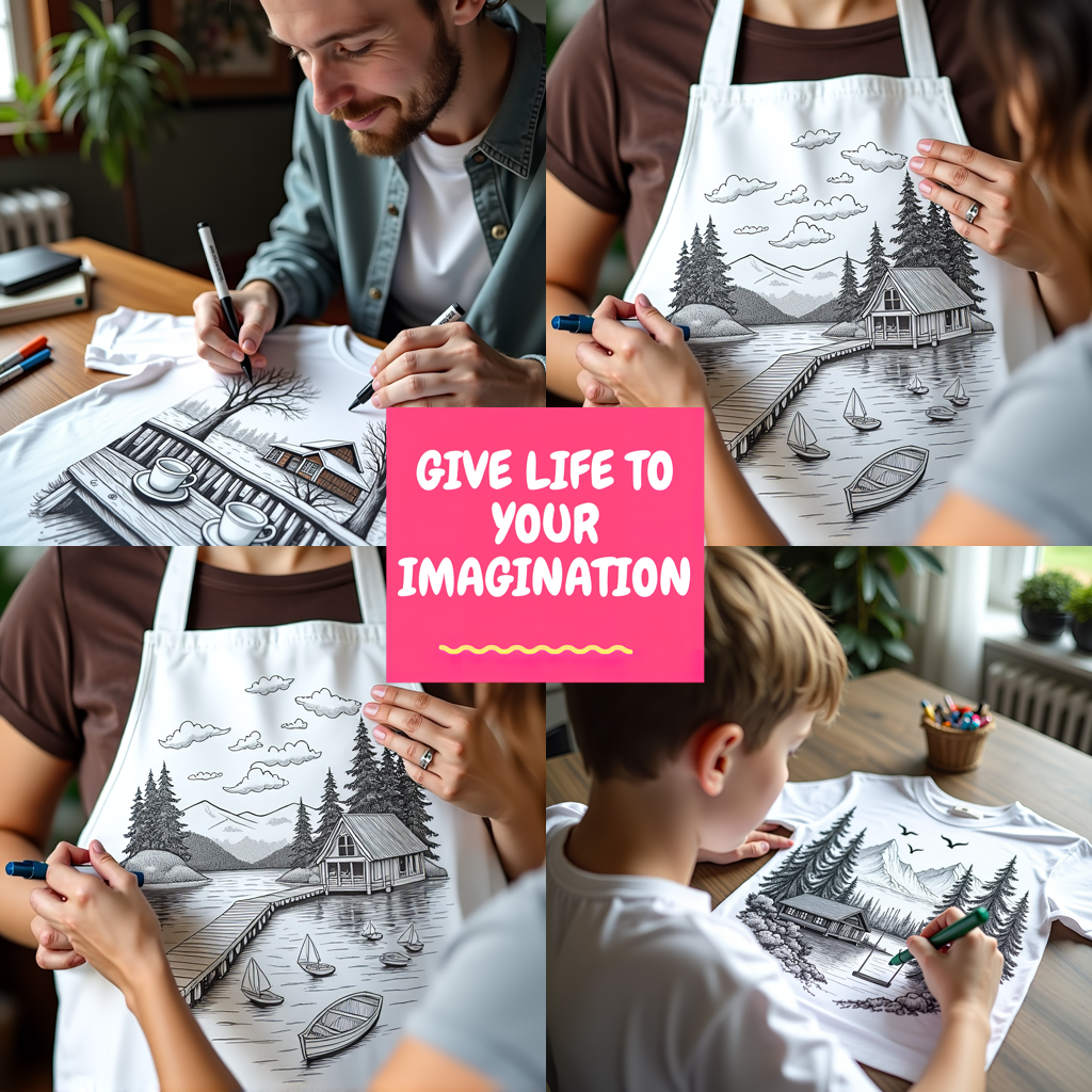 Adult Sweatshirt Coloring Kit with 10 Fabric Markers - Abstract Mountains and Sunburst
