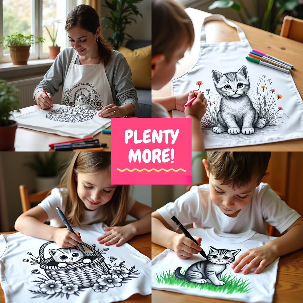 Indoor Wall Tapestries Coloring Kit with 10 Fabric Markers - Kitten
